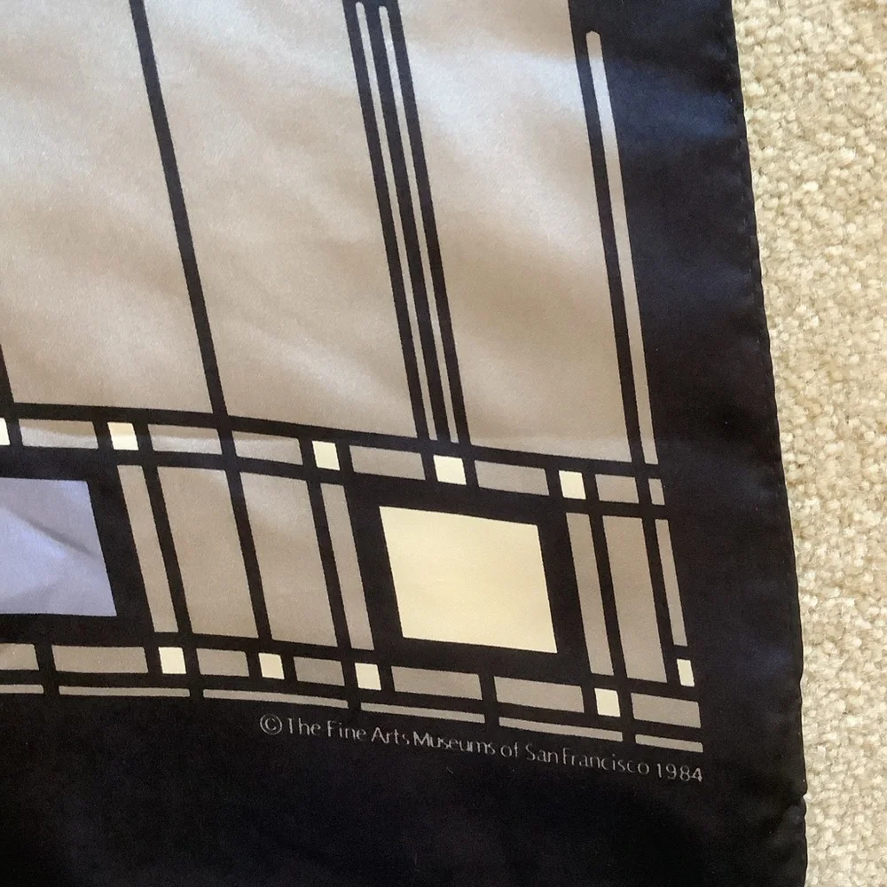 Vintage Frank Lloyd Wright Silk Scarf for Fine Arts Museum of San Francisco